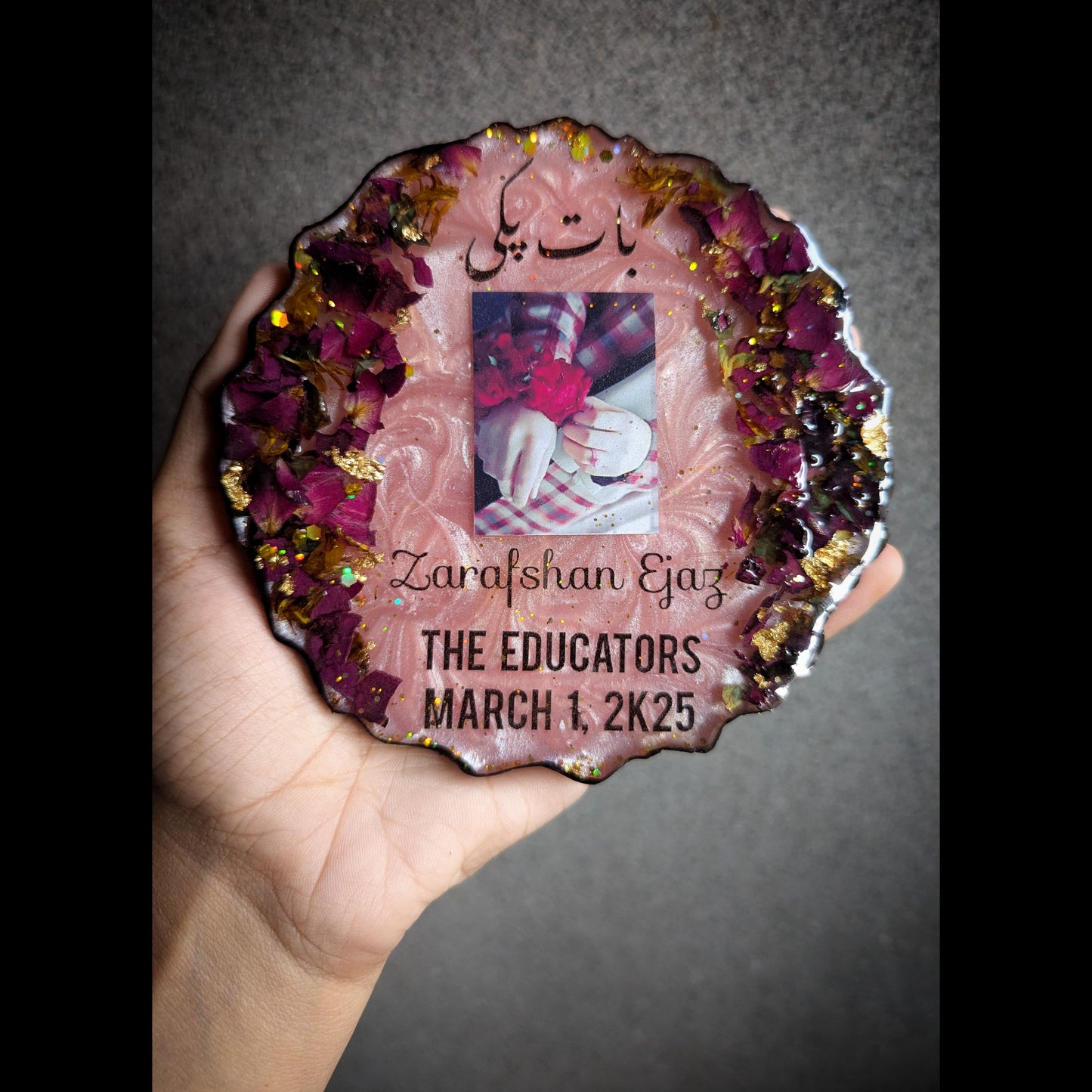 Customize Flower Prevention Resin Plaque with Resin