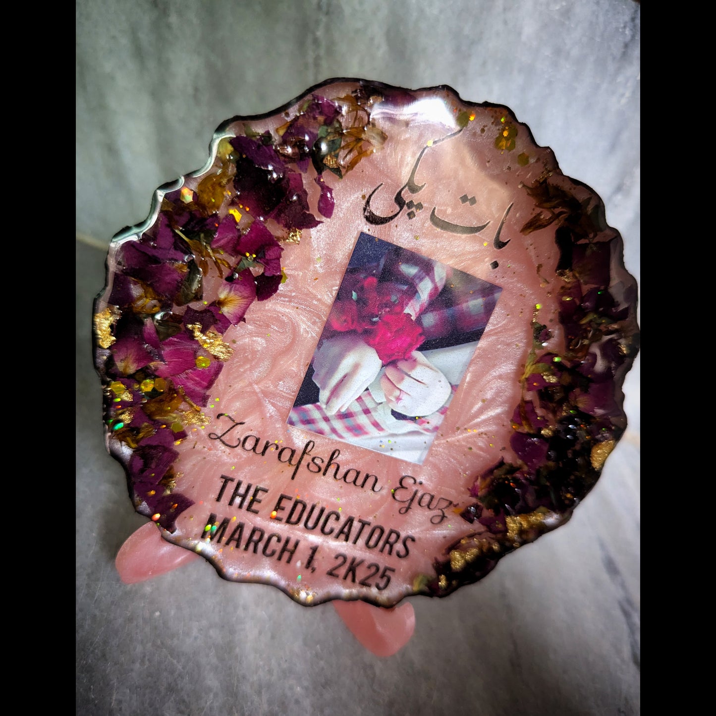 Customize Flower Prevention Resin Plaque with Resin